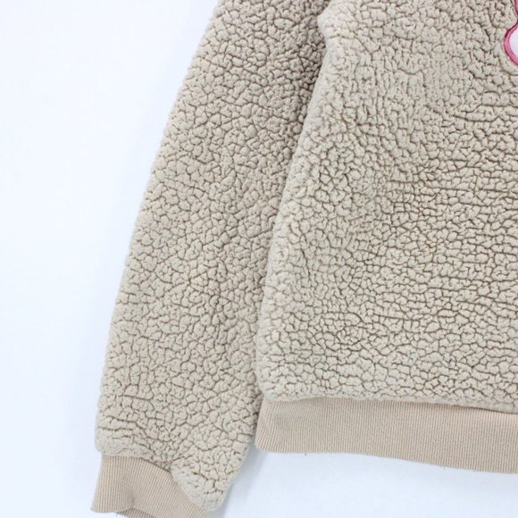 Weekend Edition Sherpa Chunky Sweater Womens Brown Tan Sleepy Bear Face L - Picture 4 of 9